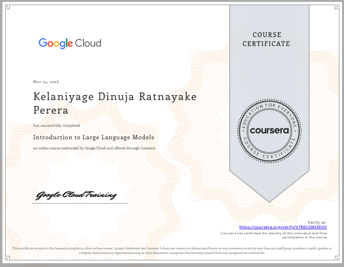 Introduction to Large Language Models certificate preview