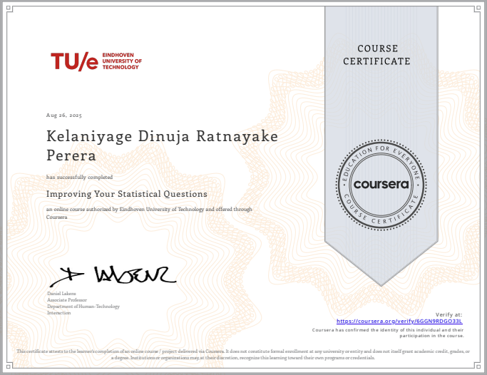 Improving Your Statistical Questions certificate preview